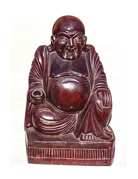 Hotei 38 cm (smějící se, veselý, šťastný, happy Buddha) - dřevěná soška