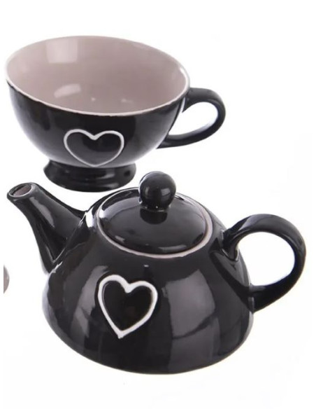 Čajová souprava Tea for one SRDCE černá 1
