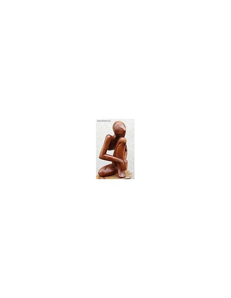 MEDITACE - abstraktní dřevěná soška 30 cm, Indonésie 1