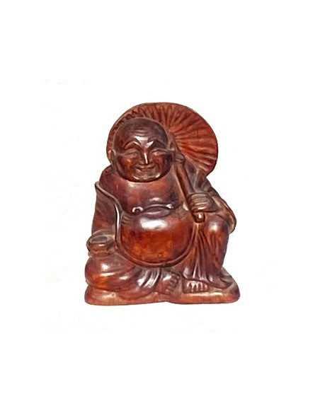 Hotei 20 cm (smějící se, veselý, šťastný, happy Buddha) - dřevěná soška