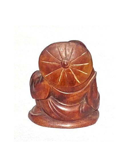 Hotei 20 cm (smějící se, veselý, šťastný, happy Buddha) - dřevěná soška 1