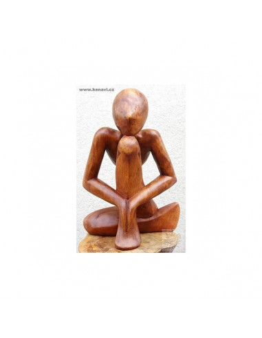 MEDITACE - abstraktní dřevěná soška 40 cm, Indonésie