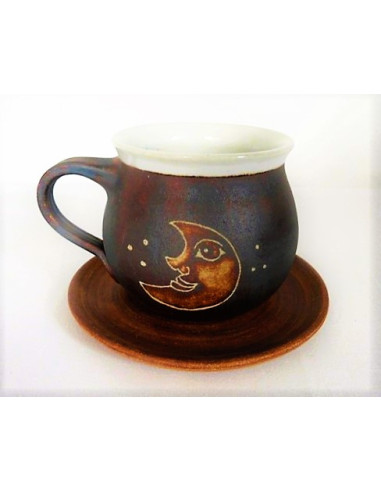 Keramický hrneček s podšálkem PROUŽEK   2