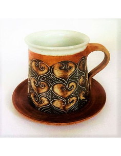 Keramický hrneček s podšálkem SRDÍČKA   