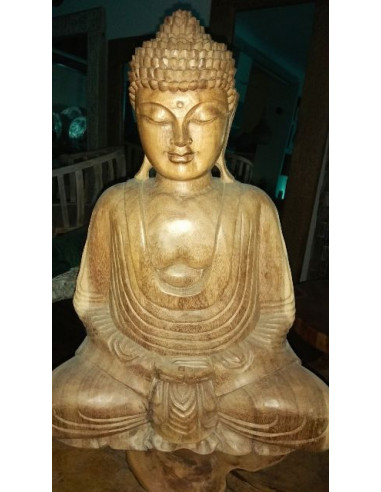 Buddha 50 cm - dřevěná soška Buddhy světlá