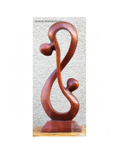 Dva  20 cm - abstraktní dřevěná soška, Indonésie