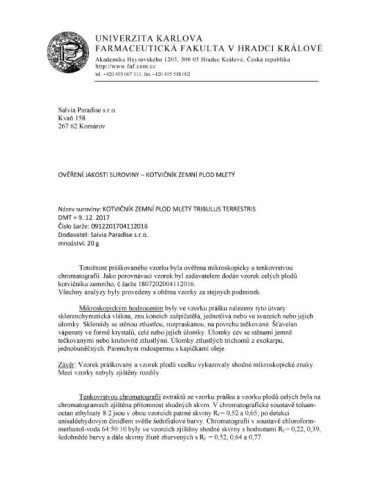 Salvia Paradise Kotvičník BIO Tribulus plod mletý 100 g test