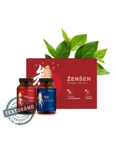 MycoMedica Korejský ženšen + Cordyceps a Reishi 2x 90 kapslí dárková sada1