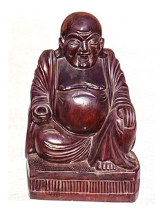 Hotei 38 cm (smějící se, veselý, šťastný, happy Buddha) - dřevěná soška
