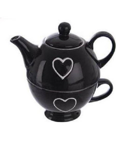 Čajová souprava Tea for one SRDCE černá