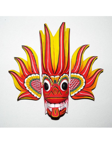 Gini Raksha (Fire Devil, Ohnivý ďábel) 25 x 27 cm - tradiční maska Srí Lanka